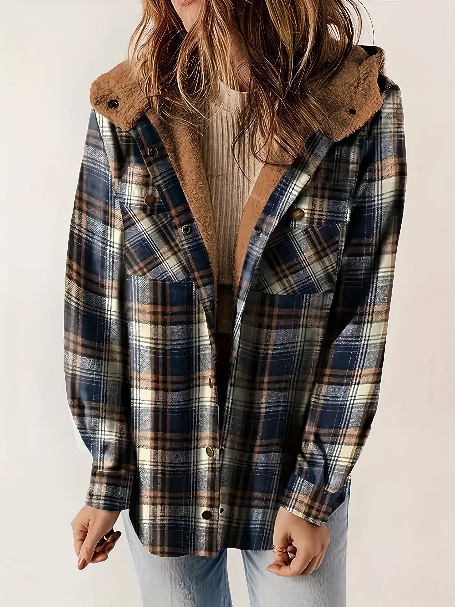 Women's Plaid Hooded Coat