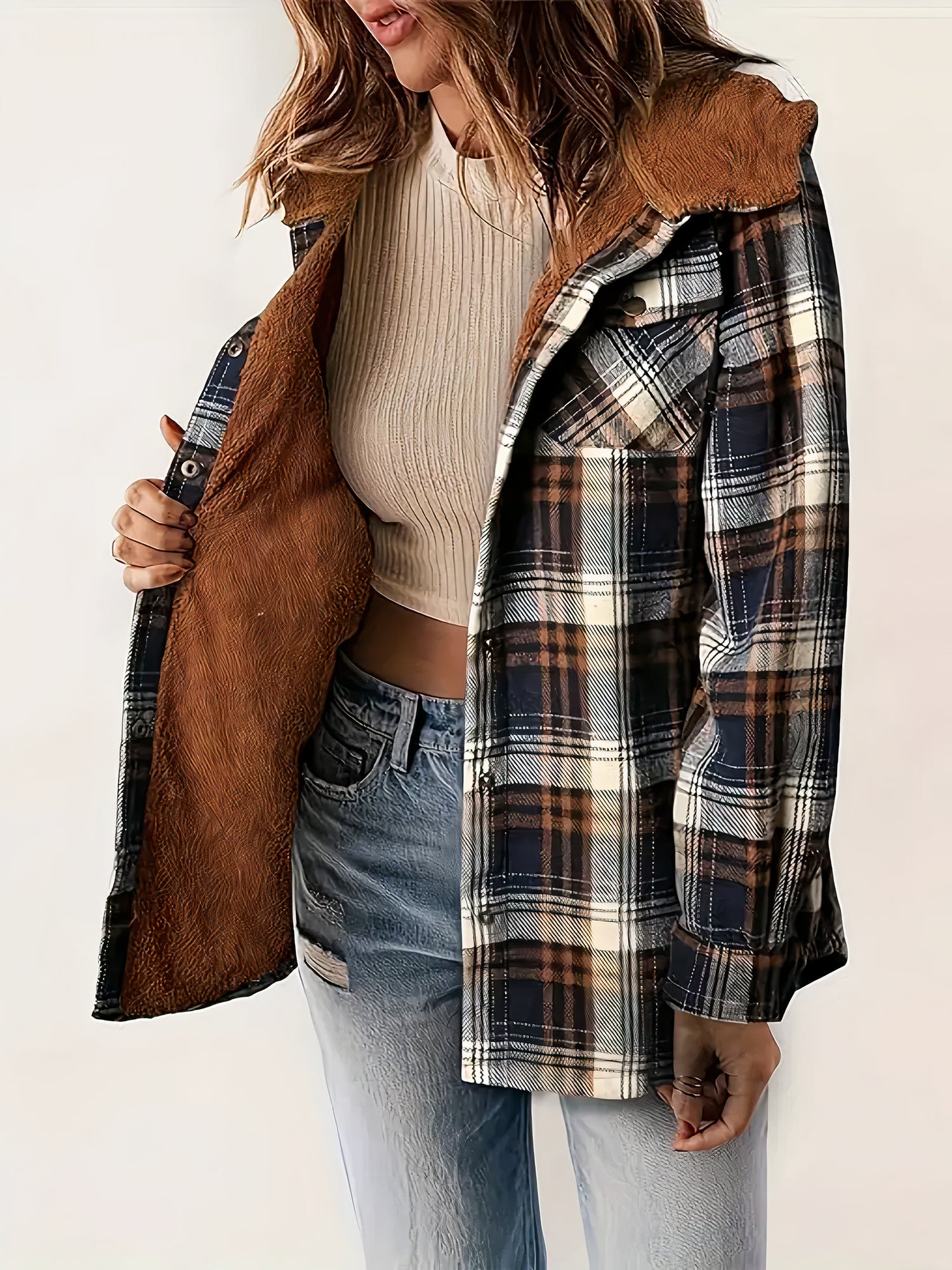 Women's Plaid Hooded Coat